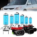 Headlight Bulbs Compatible With Hyundai Veracruz 2007-2012, H7 High Beam + H11 Low Beam + 9006 Fog Lights Halogen Light Bulb Combo, Super Bright 6000K White, Plug and Play, Pack of 6