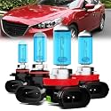 Headlight Bulbs Compatible With Mazda 3 2010-2018, 9005 High Beam + H11 Low Beam Halogen Light Bulb Combo, Super Bright 6000K White, Plug and Play, Pack of 4