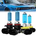 Headlight Bulbs Fit For Dodge Challenger 2015-2020, 9012 High Low Beam + H11 Fog Lights Halogen Bulb, 6000K White Light, Plug and Play, Pack of 4