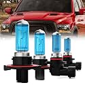 Headlight Bulbs Fit For Dodge Ram 2009-2012 2-Headlamps, 9008 High Low Beam + 9145 Fog Lights Halogen Light Bulb Combo, Super Bright 6000K White, Plug and Play, Pack of 4