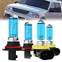 Headlight Bulbs Fit For Ford Explorer 1999-2001, 9007 High Low Beam + H11 Fog Lights Halogen Bulb, 6000K White Light, Plug and Play, Pack of 4