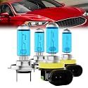 Headlight Bulbs Fit For Ford Fusion 2006-2018, H7 High Beam+ H11/H8/H9 Low Beam Halogen Bulb, 6000K White Light, Pack of 4