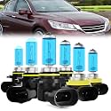 Headlight Bulbs Fit For Honda Accord 2006-2007, 2008-2012 Sedan, 9005 High Beam + 9006 Low Beam + H11 Fog Lights Halogen Bulb, 6000K White, Plug and Play, Pack of 6