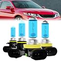 Headlight Bulbs Fit For Honda Accord 2013-2018 &amp; 2008-2012 Coupe, 9005/H10/HB3 High Beam + H11/H8/H9 Low Beam Halogen Bulb, 6000K White, Pack of 4