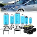 Headlight Bulbs Fit For Hyundai Azera 2015-2017, H7 High Beam + H7 Low Beam + 9006 Fog Lights Halogen Bulb, 6000K White Light, Plug and Play, Pack of 6