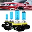 Headlight Bulbs Fit For Jeep Compass 2014-2018, 9005 High Beam + H11 Low Beam Halogen Bulb, 6000K White Light, Plug and Play, Pack of 4