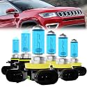 Headlight Bulbs Fit For Jeep Compass 2014-2018, 9005 High Beam + H11 Low Beam + H11 Fog Lights Halogen Bulb, 6000K White Light, Plug and Play, Pack of 6