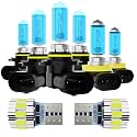 Headlight Bulbs Fit For Nissan Maxima 2008, 300% Ultra Brighter Halogen Headlight Bulb And License Plate Lights Combo, 9005 9005 H11 High Low Beam Fog Lights, 6500k White Light, Pack of 8