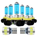 Headlight Bulbs Fit For Nissan Maxima 2016-2018, 300% Ultra Brighter Halogen Headlight Bulb And License Plate Lights Combo, H11 H11 H11 High Low Beam Fog Lights, 6500k White Light, Pack of 8