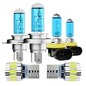 Headlight Bulbs Fit For Nissan Maxima 2019, 300% Ultra Brighter Halogen Headlight Bulb And License Plate Lights Combo, 9003 H11 High Low Beam Fog Lights, 6500k White Light, Pack of 6