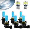 Headlight Bulbs Fit For Toyota 4Runner 2003-2005,9005 High Beam + 9006 Low Beam + 9006 Fog Lights Halogen Light Bulb + License Plate Light Combo,5500k White,Plug-N-Play,Pack of 8