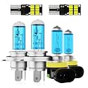 Headlight Bulbs Fit For Toyota Highlander 2008-2010,9003 High Low Dual Beam + H11 Fog Lights Halogen Light Bulb + License Plate Light Combo,5500k White,Plug-N-Play,Pack of 6