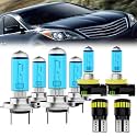 Headlight Bulbs License Plate Lights Fit For Hyundai Azera 2011-2014, H7 High Beam + H7 Low Beam + H11 Fog Lights Halogen Bulb + License Plate Lights, Pack of 8