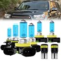 Headlight Bulbs License Plate Lights Fit For Toyota 4Runner 2010-2013, 9005 High Beam + H11 Low Beam + H11 Fog Lights Halogen Bulb + License Plate Lights, 6000K White, Pack of 8