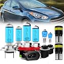 Headlight Bulbs License Plate Lights Fit For Hyundai Elantra GT 2013-2017, H7 High Beam + H11 Low Beam + 880 Fog Lights Halogen Light Bulb + License Plate Lights, Pack of 8