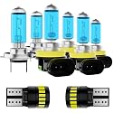 Headlight Bulbs License Plate Lights Fit For Ford Fusion 2006-2018, H7 High Beam + H11 Low Beam + H11 Fog Lights Halogen Bulb + License Plate Lights, Pack of 8