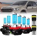 Headlight Bulbs License Plate Lights Fit For Ford Ranger 2021-2022, 9005 High Beam + H11 Low Beam + H11 Fog Lights Halogen Light Bulb + License Plate Lights, Pack of 8
