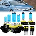 Headlight Bulbs License Plate Lights Fit For Toyota Camry 2007-2014, 9005 High Beam + H11 Low Beam + H11 Fog Lights Halogen Bulb + License Plate Lights, 6000K White, Pack of 8