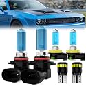 Headlight Bulbs License Plate Lights Fit For Dodge Challenger 2015-2020, 9012 High Low Beam + H11 Fog Lights Halogen Bulb + License Plate Lights, Pack of 6