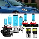Headlight Bulbs License Plate Lights Fit For Mazda 3 2004-2006, 9005 High Beam + H7 Low Beam + H11 Fog Lights Halogen Light Bulb + License Plate Lights, Pack of 8