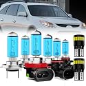 Headlight Bulbs License Plate Lights Fit For Hyundai Veracruz 2007-2012, H7 High Beam + H11 Low Beam + 9006 Fog Lights Halogen Light Bulb + License Plate Lights, Pack of 8