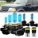 Headlight Bulbs License Plate Lights Fit For Ford Explorer 2002-2005, 9005 High Beam + 9006 Low Beam + 9145 Fog Lights Halogen Bulb + License Plate Lights, Pack of 8
