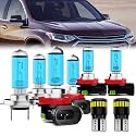 Headlight Bulbs License Plate Lights Fit For Chevy Traverse 2013-2018, H7 High Beam + H11 Low Beam + H11 Fog Lights Halogen Light Bulb + License Plate Lights, Pack of 8