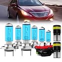 Headlight Bulbs License Plate Lights Fit For Hyundai Sonata 2011-2014, H7 High Beam + H7 Low Beam + H11 Fog Lights Halogen Light Bulb + License Plate Lights, Pack of 8