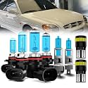 Headlight Bulbs License Plate Lights Fit For Hyundai Sonata 1997-1998, 9005 High Beam + 9006 Low Beam + H1 Fog Lights Halogen Light Bulb + License Plate Lights, Pack of 8