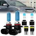Headlight Bulbs License Plate Lights Fit For Hyundai Tucson 2014-2015, 9012 High Low Beam + 880 Fog Lights Halogen Light Bulb + License Plate Lights, Pack of 6