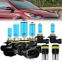 Headlight Bulbs License Plate Lights Fit For Hyundai Accent 2018-2022, 9005 High Beam + 9006 Low Beam + 9006 Fog Lights Halogen Bulb + License Plate Lights, Pack of 8