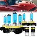 Headlight Bulbs License Plate Lights Fit For Ford Fusion 2019-2020, H11 High Beam + H11 Low Beam + H11 Fog Lights Halogen Bulb + License Plate Lights, Pack of 8