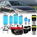 Headlight Bulbs License Plate Lights Fit For Hyundai Elantra 2007-2017, H7 High Beam + H11 Low Beam + 880 Fog Lights Halogen Light Bulb + License Plate Lights, Pack of 8