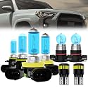 Headlight Bulbs License Plate Lights Fit For Toyota 4Runner 2014-2021, 9005 High Beam + H11 Low Beam + H16 Fog Lights Halogen Bulb + License Plate Lights, 6000K White, Pack of 8