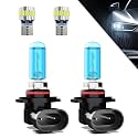 Headlights+ License Plate Lights Fit For Chevy Impala 2014-2015 Light Bulbs, 9012 High/Low Beams+ License Plate Lights Combo,Plug And Play,Pack of 4