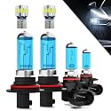 Headlights+ License Plate Lights Fit For Ford F250 Super Duty 1999-2004 Light Bulbs,9007/HB5 High/Low Beams+ 9145/9140 Fog Lights+ License Plate Lights Combo,Plug And Play,Pack of 6