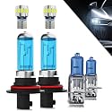 Headlights+ License Plate Lights Fit For Ford F250 1994-1996 Light Bulbs,9007/HB5 High/Low Beams+ h3 Fog Lights+ License Plate Lights Combo,Plug And Play,Pack of 6
