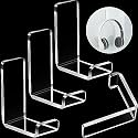 Headphone Hanger Hook and Headset Holder - Wall Mount With Adhesive Tape - Acrylic Mount for Game Headphones - Set of 4 Pcs