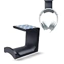 Headphone Holder Stand, Self Adhesive Headphone Holder, Under Desk Hook, Double-Sided Adhesive Mount, Dual Headset Storage Hook, No Screws Black