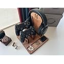 Headphone Stand Game Controller Holder Controller Holder for Xbox ONE/Xbox 360/Switch/PS5/STEAM/PC/Nintendo, Gaming PC Accessories (Light Brown, Personalised Top&Bottom)