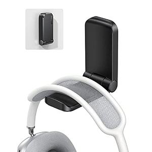 headphone stand sticky headset hanger - lamicall adhesive headphone holder hook mount headset stand holder clip under desk earphone clamp for airpods max hyperx sony sennheiser black