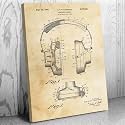 Headphones Canvas Print, DJ Gift, Recording Studio Art, Audiophile Gift, Headphones Decor, Music Lover Gift Vintage Paper (16 inch x 20 inch)