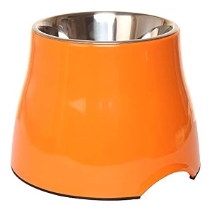 heads up for tails ears-out cocker elevated dog bowl - orange