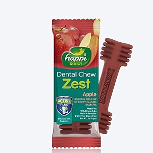 heads up for tails happi doggy vegetarian dental chew - zest - apple singles - 25 g stick all life stages 1 count