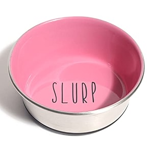 huft stainless steel slurp kitten bowl  pink large  durable amp rust-resistant pet bowl  anti-skid base  easy to clean  ideal food amp water bowl for puppies daily use