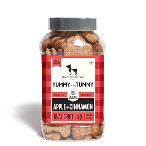 yummy in my tummy by huft apple amp cinnamon dog biscuits  320 gm pack of 4  vegetarian crunchy treats for puppies amp adult dogs  made with real ingredients  healthy training snack for all breeds