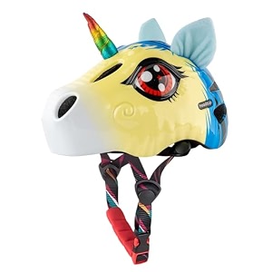 headzup rainbow rider 3d cycling helmet  tail light lightweight adjustable size  sport helmet for kids boys girls  kids bike helmet for 3-6 years  age 3-12  for cycling 48-52cmyellowpink