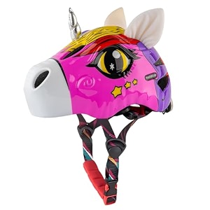 headzup rainbow rider 3d cycling helmet  tail light lightweight adjustable size  sport helmet for kids boys girls  kids bike helmet for 3-6 years  age 3-12  for cycling 48-52cmyellowpink