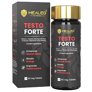healeo testo forte 12-in-1 testosterone booster for men with tribulus safed musli panax ginseng l-arginine - enhances stamina muscle strength amp power - lab tested - 60 veg tablets