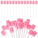 Healifty 200Pcs Disposable Oral Swabs Sponge, Unflavored Mouth Cleaning Tooth, Foam Toothbrush Swabsticks for Elderly Bedridden Care &amp; Baby Tongue Cleaner Pink
